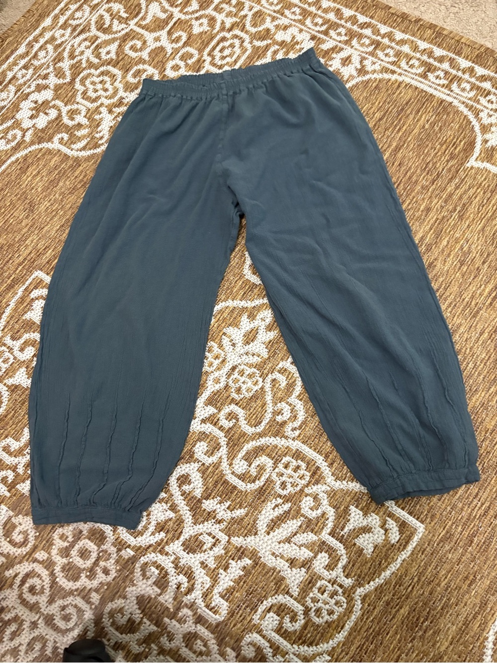 Cottonways Gauze women gray jogger cropped pants pull on elastic waist size 1/26
